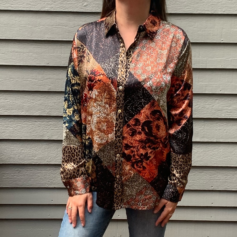 Johnny Was Patchwork Shirt - Velvet/Silk - Picture 6 of 11